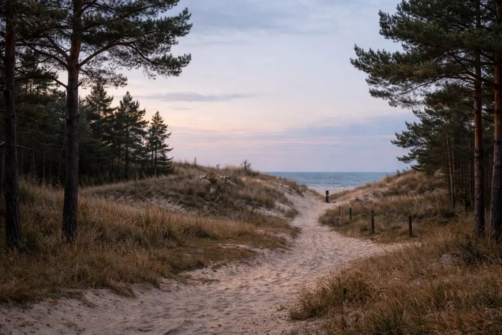 Ogrzewane domki nad morzem w polskiej miejscowości nad Bałtykiem